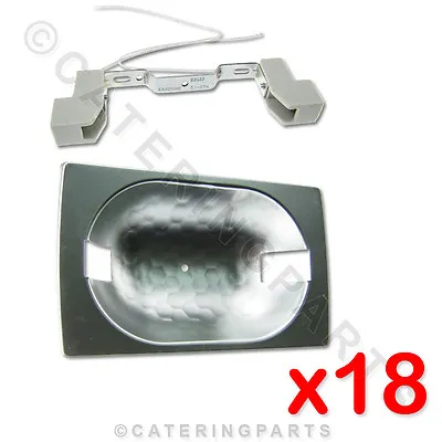 SET OF 18 X GANTRY HEAT LAMP REFLECTORS & 18 X CERAMIC LAMP HOLDERS FOOD DISPLAY • £84.95