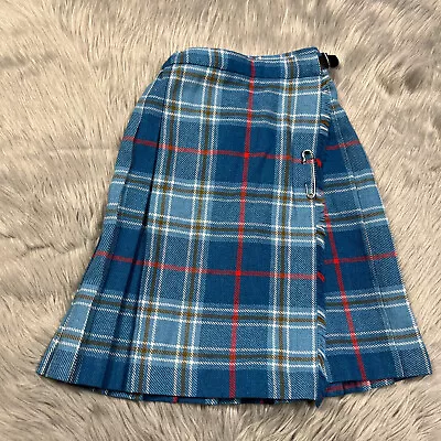 Fiona McDonald Acrylic Wool Scotland Blue Plaid Kilt Skirt • $29.99