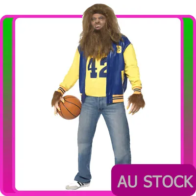 Mens Teen Wolf Costume 80s Movie Michael J Fox 1980s Halloween Werewolf Outfits • $92.14