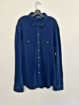 Michael Bastian Mens Button Front Long Sleeve Blue Pearl Snap Size 2XL NEW • $38.88