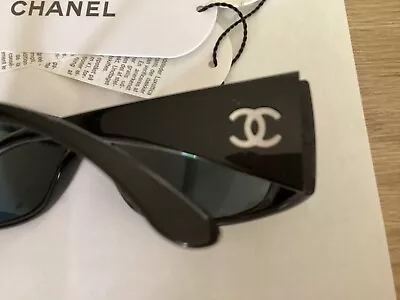 Chanel Sunglasses Black CC White Mother Of Pearl Logos NOT Oversized +case 5087 • £159.99