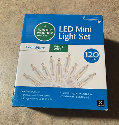 120 WINTER WONDER LED Mini Indoor/Outdoor Lights Set Cool White White Wire • $4.95