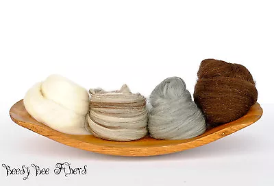 4 SHADES OF MERINO Undyed Natural Combed Top Wool Roving Spinning Felting 4 Oz • $9.50