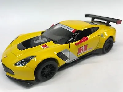 New Kinsmart 5  Chevy Chevrolet Corvette C7 R Diecast Model Toy Car 1:36 Yellow • $8.98