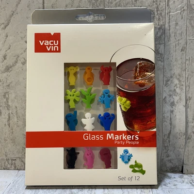 $7.95 • Buy Vacu Vin Party People Wine Drinking Glass Markers - Set Of 12 Silicone Figures