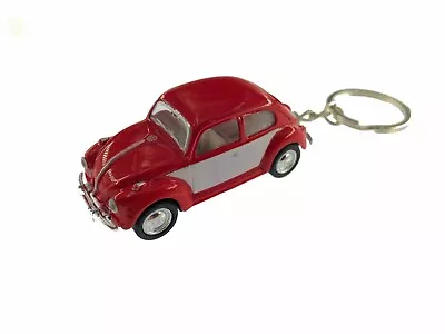 2.5  Kinsmart 1967 VW Beetle 2 Tone Keychain Diecast Model Toy Car 1:64 Red • $5.98