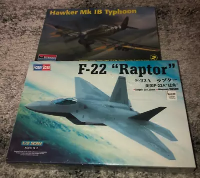 Monogram 1:48 Hawker Mk IB Typhoon & Hobby Boss F-22 Raptor 1:72 Plane Models • $37