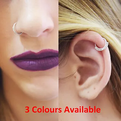 £3.49 • Buy Tiny Thin Silver 0.8 Gold Rose Gold 8mm Tribal Septum Ring Hoop Nose Ethnic Boho