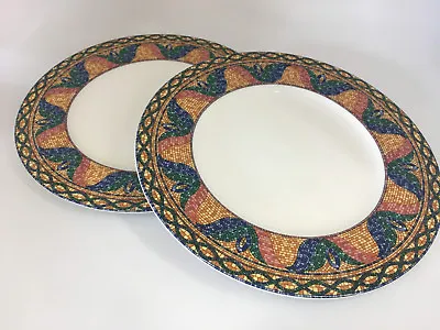 2 Mikasa Sao Paulo Dinner Plates Mosaic Ultima HK700 Multicolor Floral 61683 FUN • $69.59