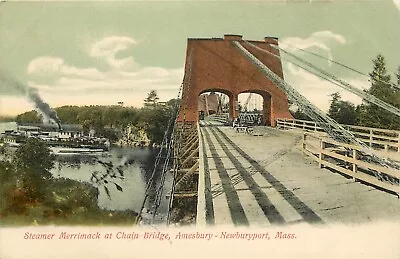 UDB Postcard Steamer Merrimack At Chain Bridge Amesbury-Newburyport MA Unposted • $9.27