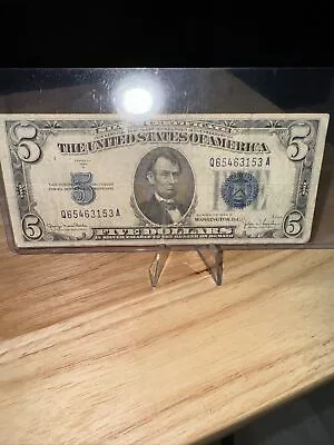 1934 D $5 Five Dollar Silver Certificate Blue Seal Note Bill Circulated Fine #27 • $20