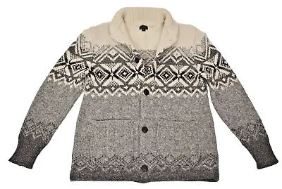 J CREW Fair Isle Shawl Collar Heavy Wool Cardigan Sweater Jacket Mens M • $65
