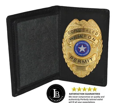 $15.15 • Buy Police Id Badge Holder Shield Badge Bifold New Black Genuine Leather Rare Style