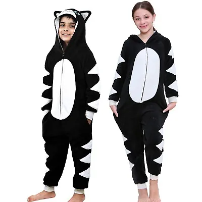 £12.99 • Buy Boys Girls Fleece A2Z Onesie One Piece Jumpsuit Black Cat Pyjamas Gift For Kids