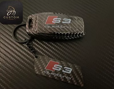 Genuine Carbon Fiber Key Fob Cover Keyring Pack For Audi S3 RS3 GY 2021-2023 • $103.08