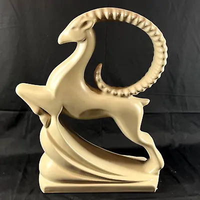 Royal Haeger Pottery Gazelle Ram Sculpture Statue 19  Art Deco #6044 Cream • $78