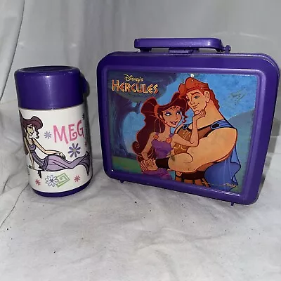 Vintage 90s Aladdin Disney Hercules/Megara Purple Lunch Box W/Thermos • $24.99