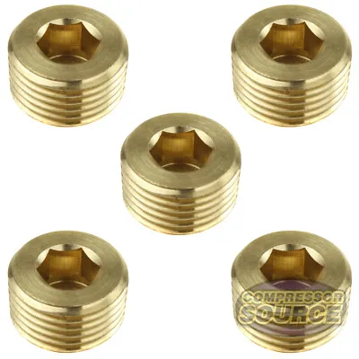 1/2   Brass Male NPT Counter Sunk Head Plug Internal Hex Socket 50136 5-Pack • $17.95