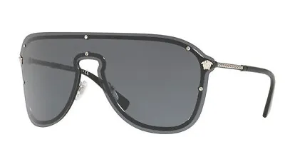 $299.95 • Buy NEW Genuine VERSACE #FRENERGY VISOR Gray Shield Metal Sunglasses VE 2180 1000/87