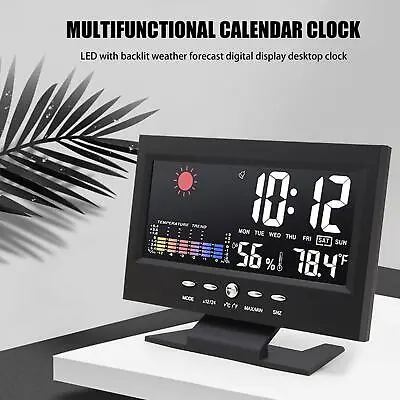LCD Digital Alarm Clock Table Clock Radio With Temperature Calenda; Display W7R8 • $17.05