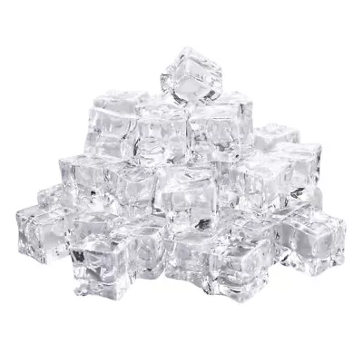  Fake Ice Cubes Vase Fillers Reusable Tray Decor Props Glass Flower Square • £14.99