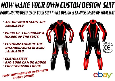 $299 • Buy Motorcycle Leather Protective Racing Suit Customized 1Pc & 2Pc Made To Measure
