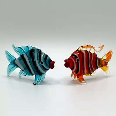 New Colors! Murano Glass Handcrafted Mini Lovely Fish Figurine Set Glass Art • $29.90