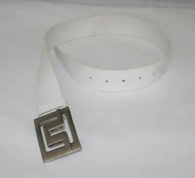 J. Lindeberg Men's Slater Golf Solid White Silver Finish Logo Leather Belt Italy • $54.77