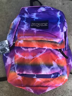 NWT JANSPORT Tie-Dye Pink Purple Superbreak School Padded Lightweight Backpack  • £23.65