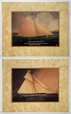 Pair Of Sailing Ship Reproduction Prints The Shooner Genesta & The Cutter Yacht • £14