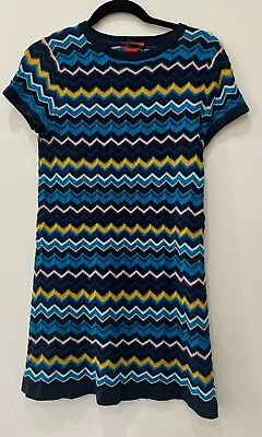 Missoni For Target Women Chevron Dress Short Sleeve Knit  Zig Zag Blue Sz Small • $15