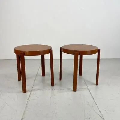 Pair Of Danish Vintage 1960s Teak Antique Stools Mobelfrabrikken Toften #4175 • $1310.92