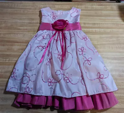 Victoria Girls Size Large (18-24) Lined 100% Polyester Pink Floral Spring Dress • $20.99