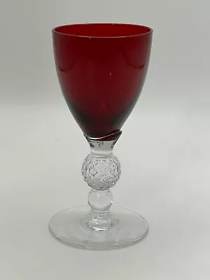 3.5  Morgantown Glass Cordial Ruby Red Golf Ball Stem Vintage Barware • $13.95