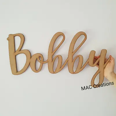MDF Wooden Name Plaque - Bedroom Sign - Raw Unpainted - Wood Wall Name  • $15.50