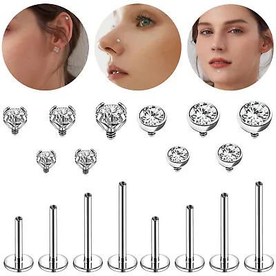 16g/18g Surgical Steel Labret Lip Stud CZ Cartilage Earring Lip Piercing Jewelry • $9.73