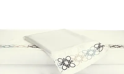 Ivory Silky Soft Embroidered Satin Bed Sheet Set King Or Queen • $29.99
