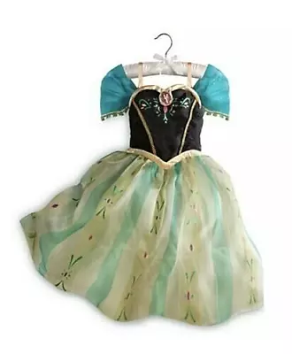 Authentic Anna Coronation Costume Dress Green Gown Frozen Disney Store Size 9/10 • $12