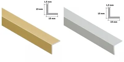 £5.99 • Buy Aluminum Anodised Angle, Equal-Sided Angle Bar, Corner, 1 Metre, GOLD AND SILVER