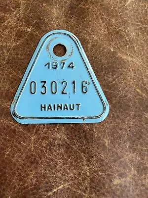 1974 Hainaut Belgium Bicycle License Plate Metal 🚲 Vintage Tag # 030216 • $14.75