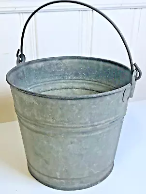 Vintage Galvanized Metal #1082 Bucket Pail Farmhouse Bail Handle 8 1/4 X 9 1/2 • $22.95