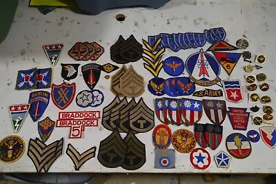 Large Lot Of 70+ Badges & 16 Pins Of Military Memorabilia • $49.99