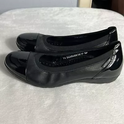 Mephisto Air Relax Black Leather Patent Leather Toe Ballet Flats 7 • $39