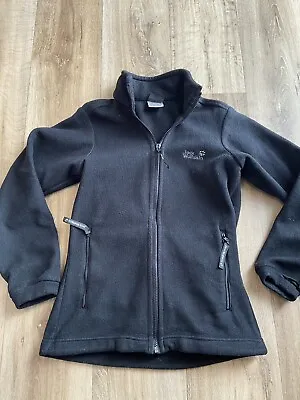 Jack Wolfskin Black Full Zip Fleece Jacket Coat Liner Layer Size 8 • £14.99