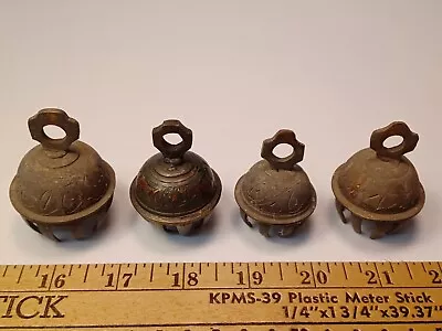 Vintage Lot X4 Brass Claw Bells Size 1-7/8  To 2-3/8  Weathered All W/ Ringers • $9.50