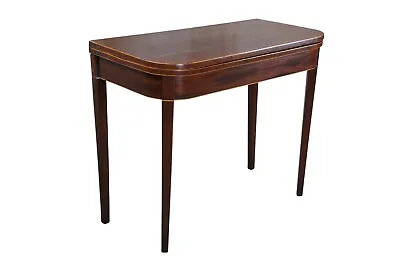 Antique Georgian Mahogany Inlaid Flip Top Gateleg Game Card Tea Console Table • $2550