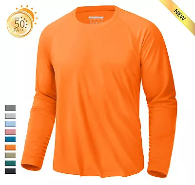 Mens UPF50+ Long Sleeve T-Shirt UV/Sun/Skin Protection Outdoor Sport Casual Tops • $16.13