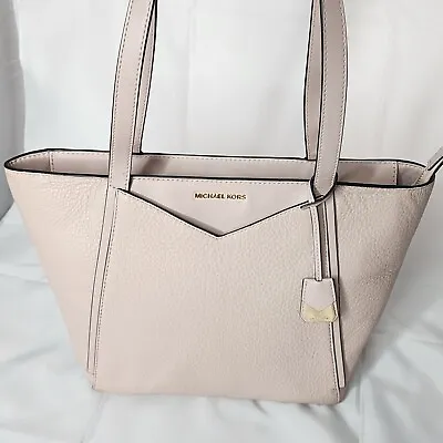 Michael Kors Small Whitney Pebbled Leather Zip Tote Soft Rose Gold Pink Shoulder • $48