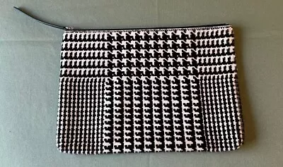 Theroy Cowhide/ Houndstooth Pattern Clutch Bag With Leather Pull • $35