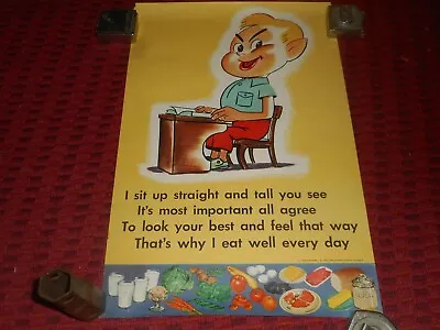 Vintage National Dairy Council School Classroom Poster 1957 SITTING STRAIGHT • $19.95